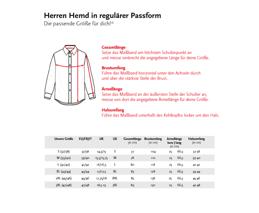 Herren Hemd in regulärer Passform