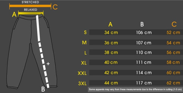 Amstaff Jogginghosen Size Chart