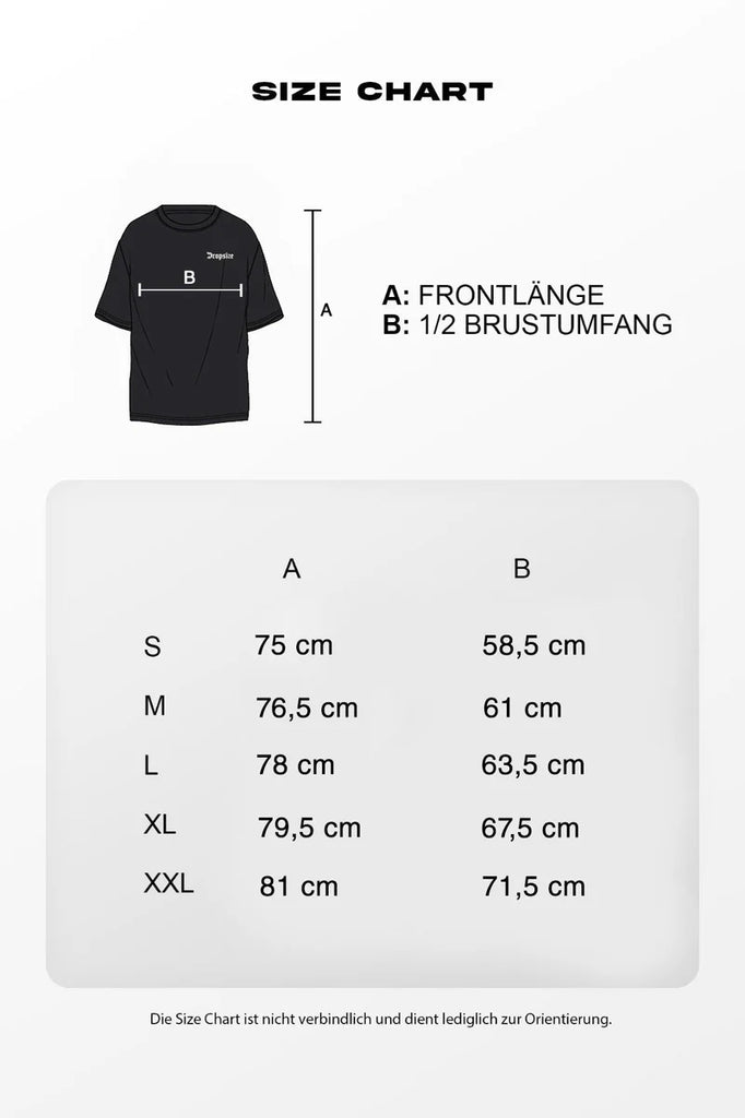 Size Chart Oversize T-Shirts Dropsize