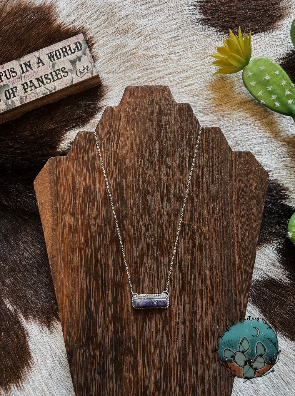Purple Dahlia Bar Necklace