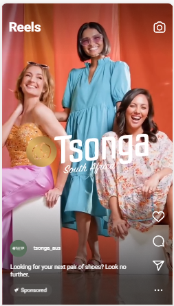 Instagram reel ad for shoe brand, Tsgona