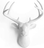 14 Inch White Faux Deer Head - Handmade Farmhouse Decor-ekfurnituredirect.myshopify.com-WALL DECOR