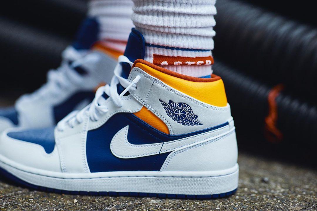 jordan 1 mid white laser orange deep royal blue