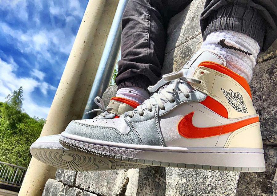 jordan 1 mid starfish pure platinum