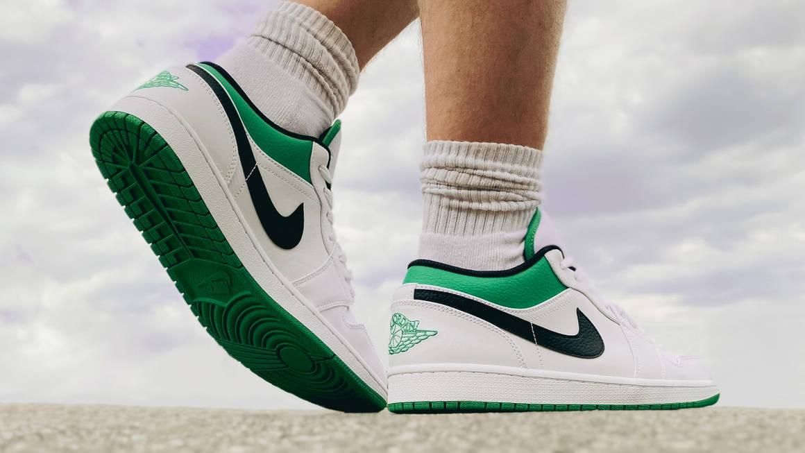 air jordan 1 low white lucky green black