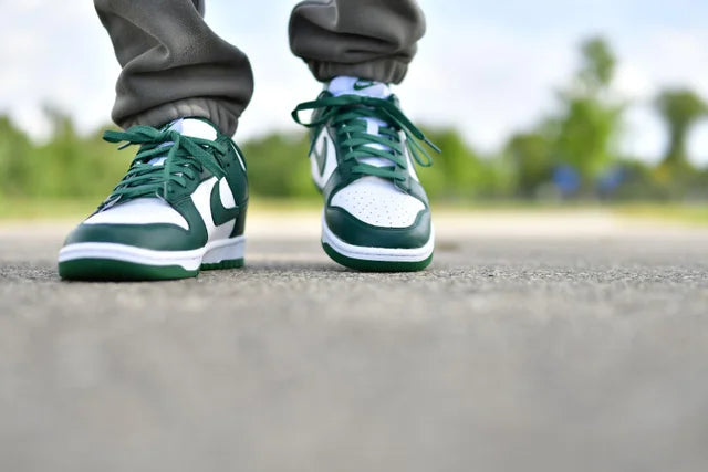 nike dunk low michigan on feet