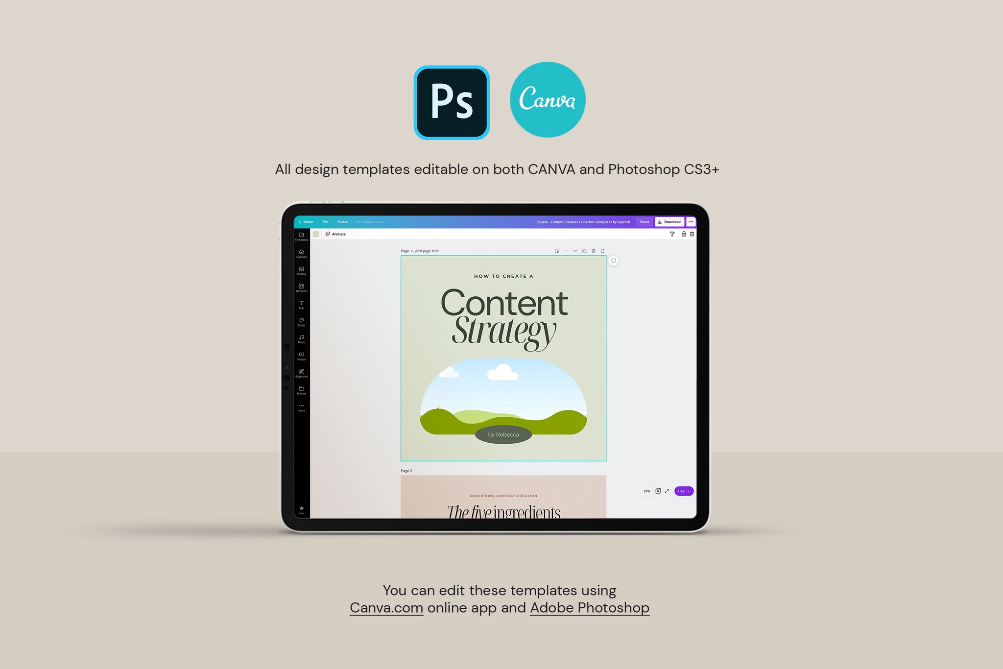 Content Creators Social Media Templates (CANVA & Photoshop) – Septemberfifth