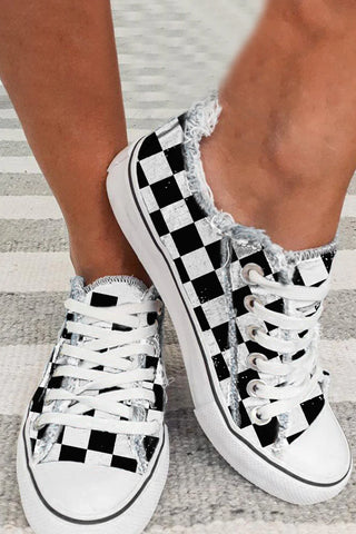 CHECKERED FLAG FLAT SHOES