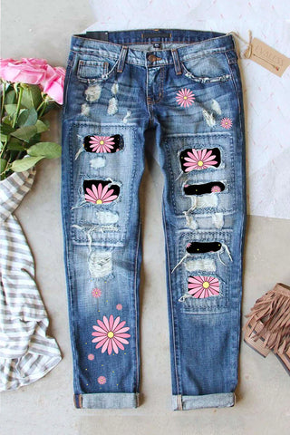 PINK RIPPED JEANS