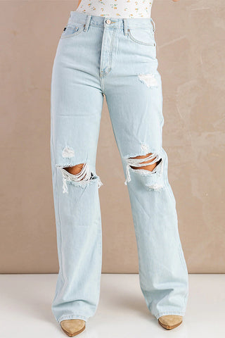 LOOSE FITTED RIPPED JEANS