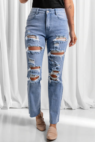 MEDIUM WASH RIPPED BOYFRIEND JEANS