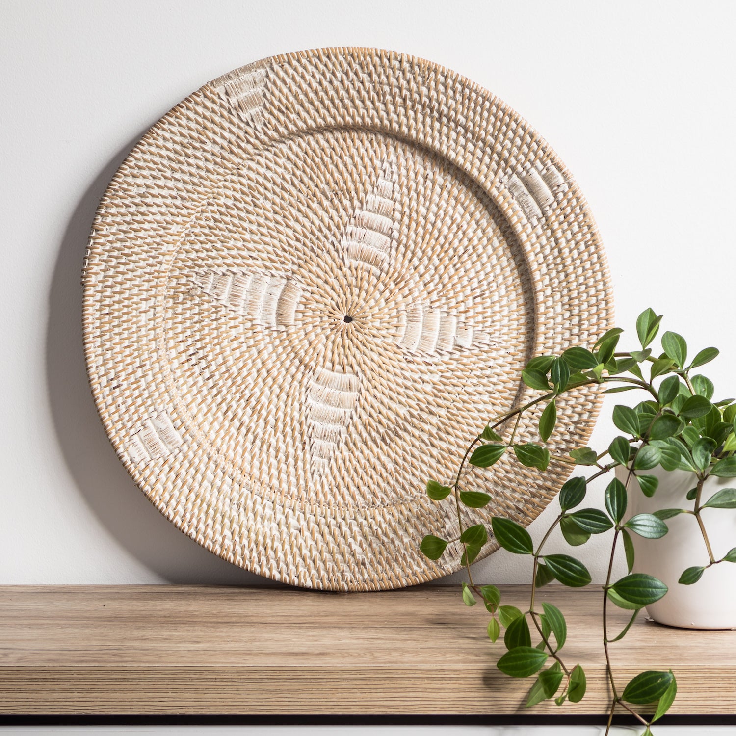 White Washed Rattan Wall Hanging - Little Additions