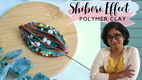 Shibori brooch polymer clay