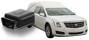 a hearse and All Aware fleet tracker device