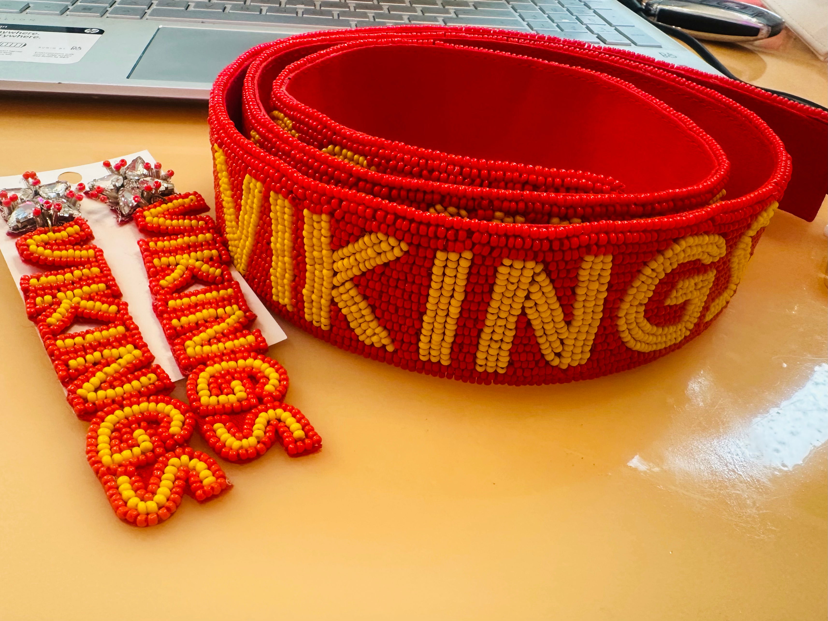Vikings hand beaded purse strap