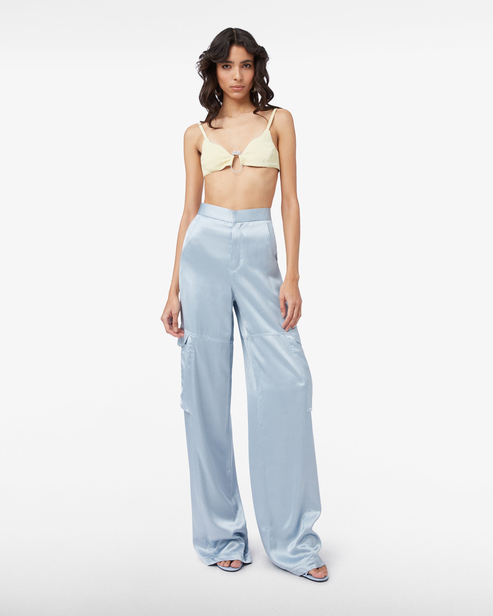 Gcds satin straight trousers - Blue