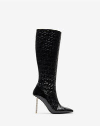 Patent Monogram Logo Chain Boots