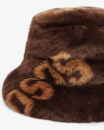 Gcds Faux Fur Bucket Hat: Unisex Hats Brown | Gcds