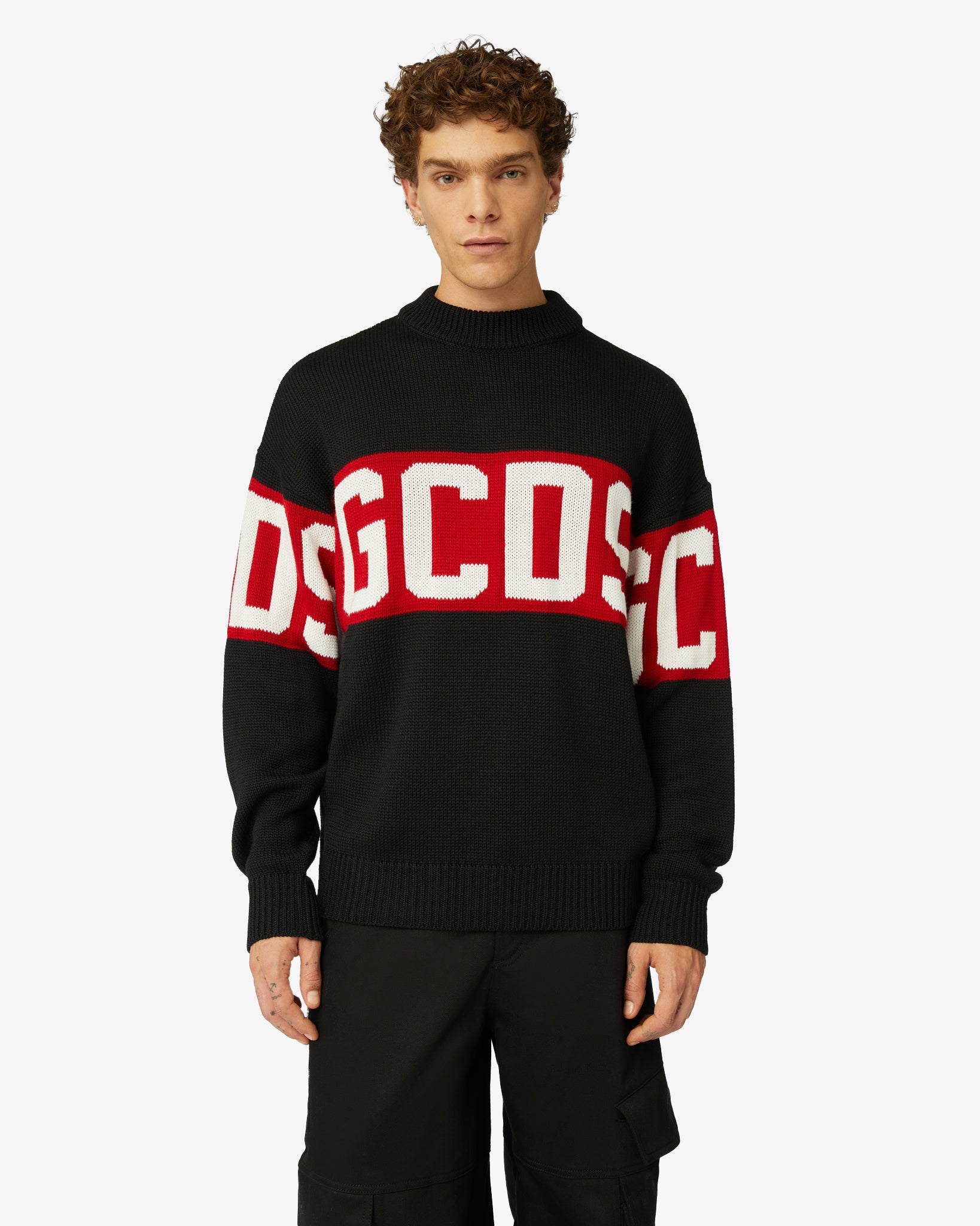 Gcds monogram jacquard sweater: Unisex Knitwear Fuchsia