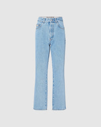 Choker denim trousers: Women Trousers New Light Blue | GCDS