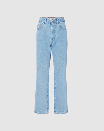 Choker denim trousers: Women Trousers New Light Blue