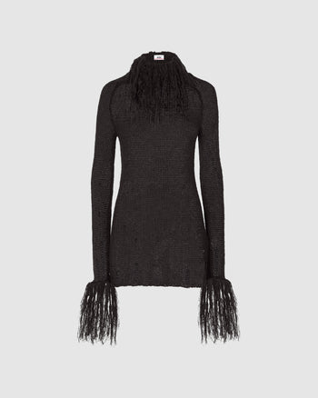 Fluffy knit dress: Women Dress Black | GCDS