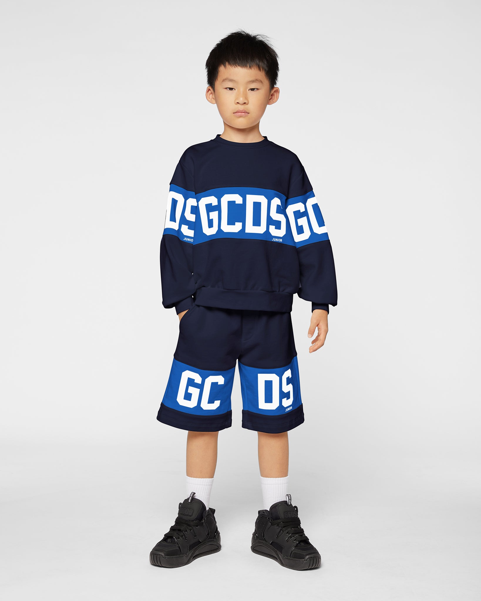 GCDS logo band Crewneck: Unisex Hoodie and tracksuits Dark Blue | GCDS