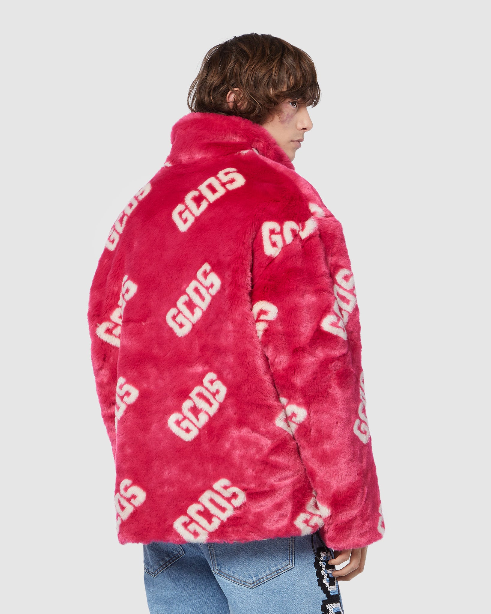 Gcds Logo Print Faux-Fur Slippers - Pink