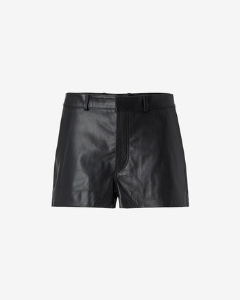 black leather shorts