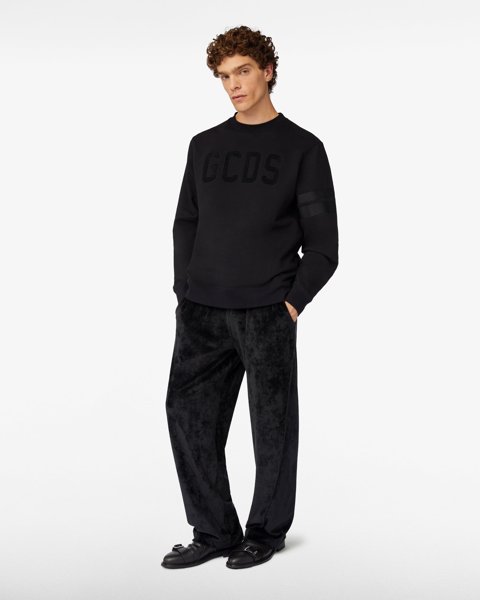 Gcds Velvet Track Pants : Men Trousers Black