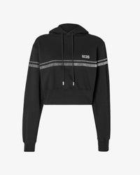 Bling Gcds Cropped Hoodie | Women Sweatshirts Black | GCDS®