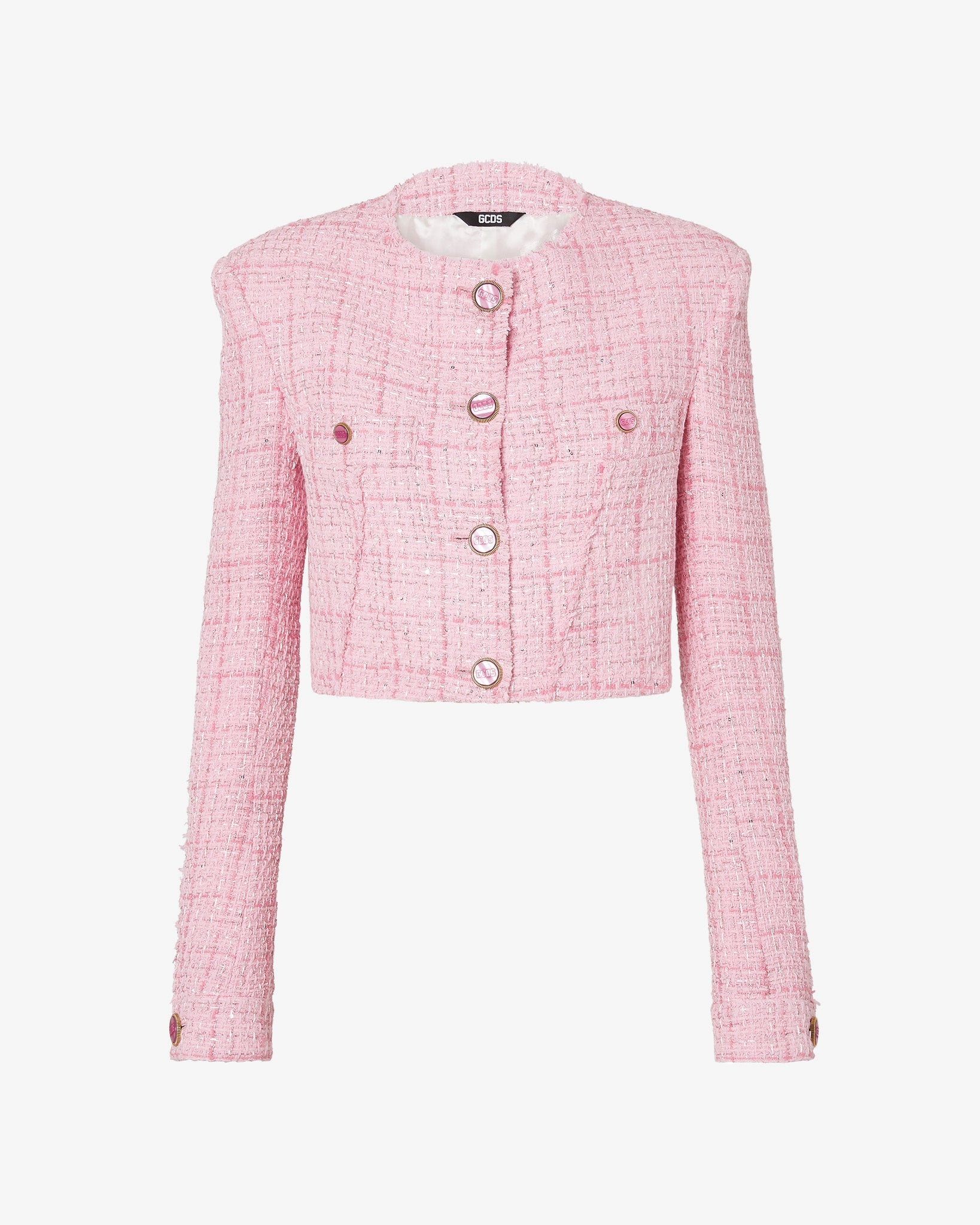 Gcds Women's Cropped Tweed Blazer - Pink - Formal Jackets