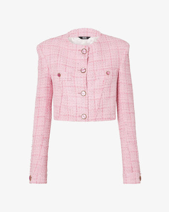 Tweed Cropped Jacket : Women Coats & Jackets Pink | GCDS®