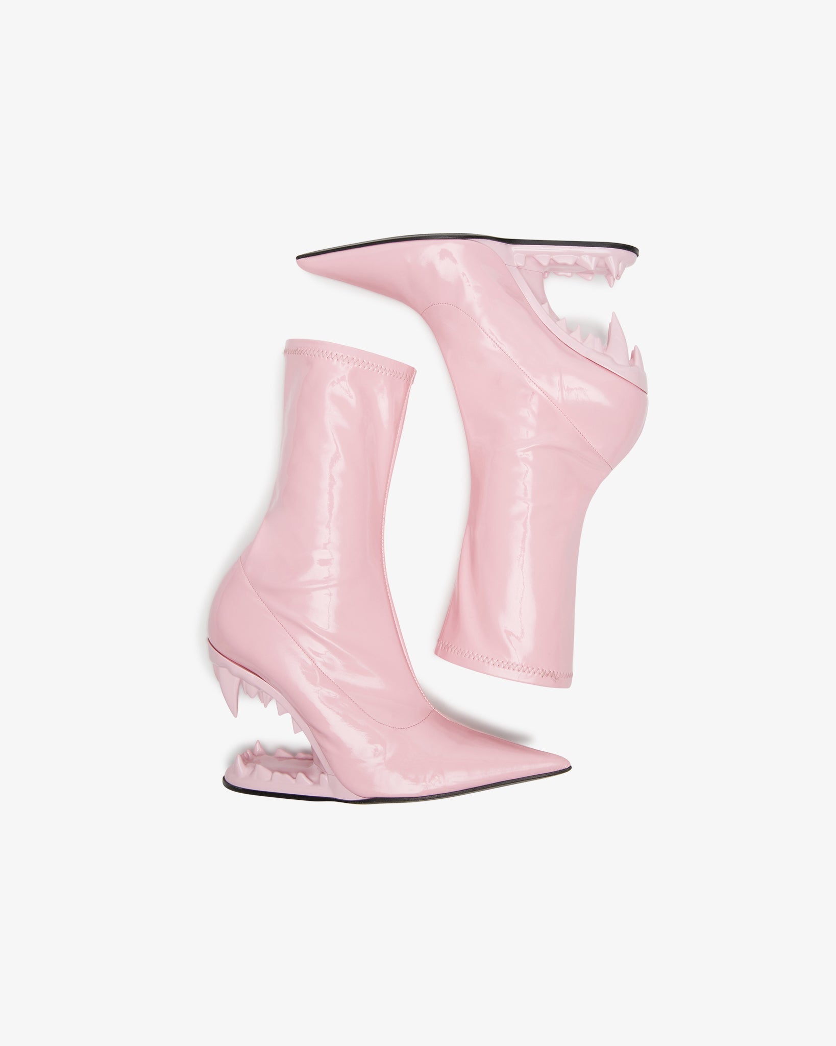 GCDS Pink Suede Logo Socks Block Heel Ankle Boots Women's Shoes