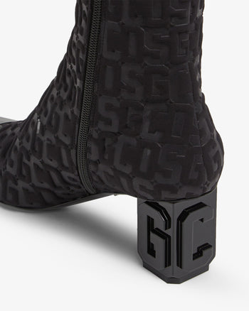 Monogram Logo Heel Ankle Boots : Women Boots Black