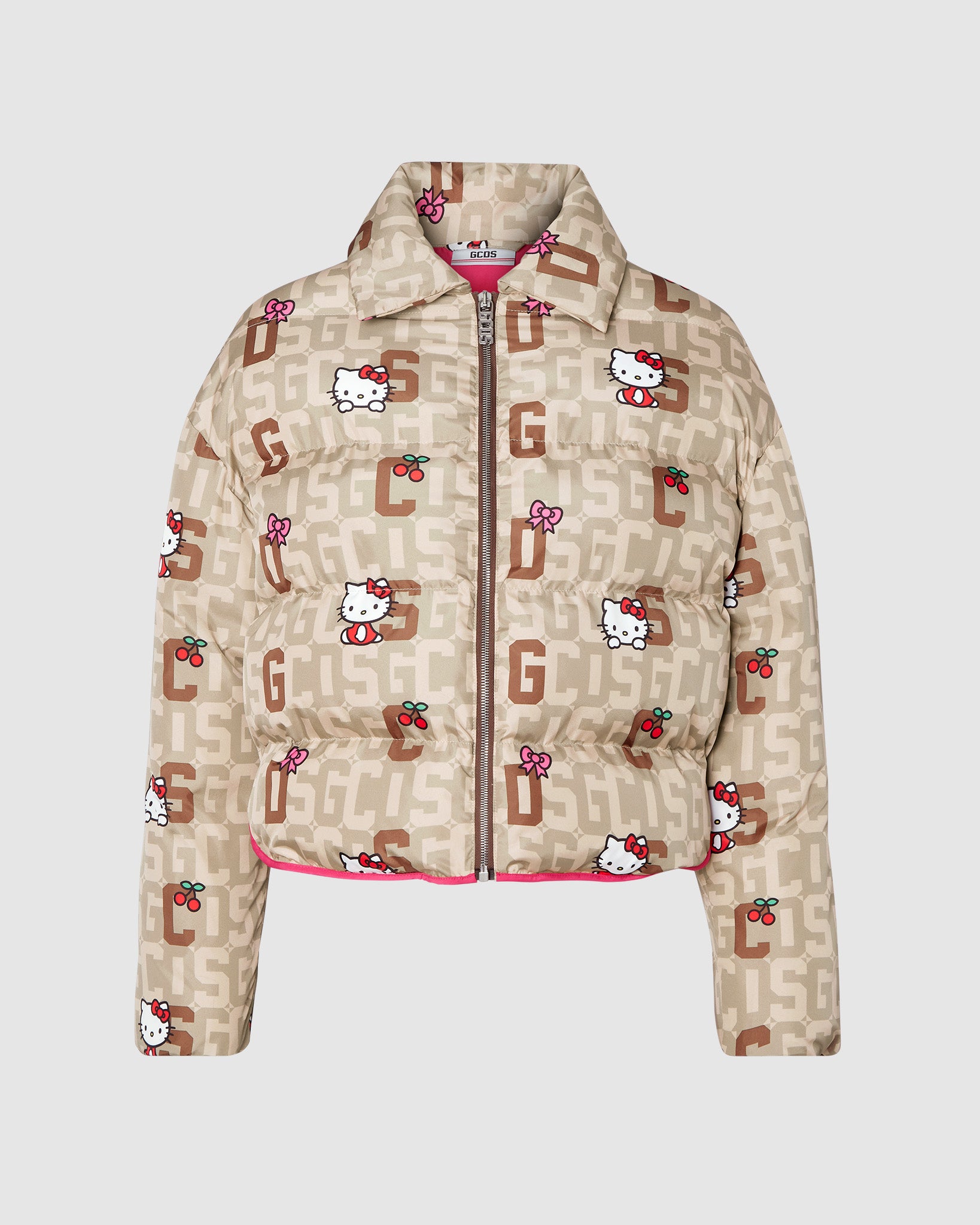 Hello Kitty monogram puffer jacket: Women Outerwear Brown