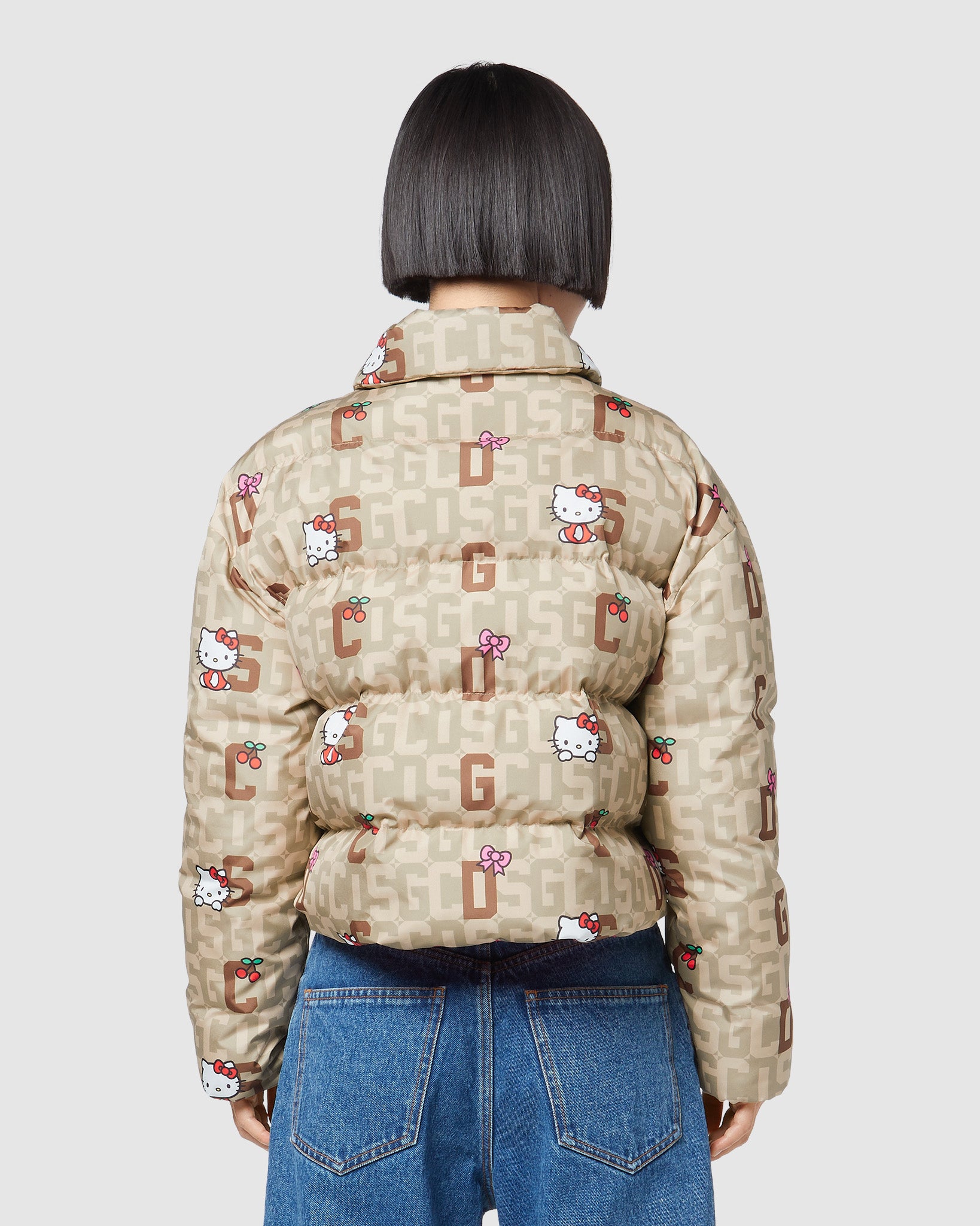 Hello Kitty Monogram Puffer Jacket: Women Outerwear Brown | Gcds