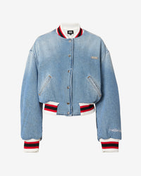 Hello Kitty Denim Bomber | Women Outerwear New Light Blue | GCDS Spring/Summer 2023