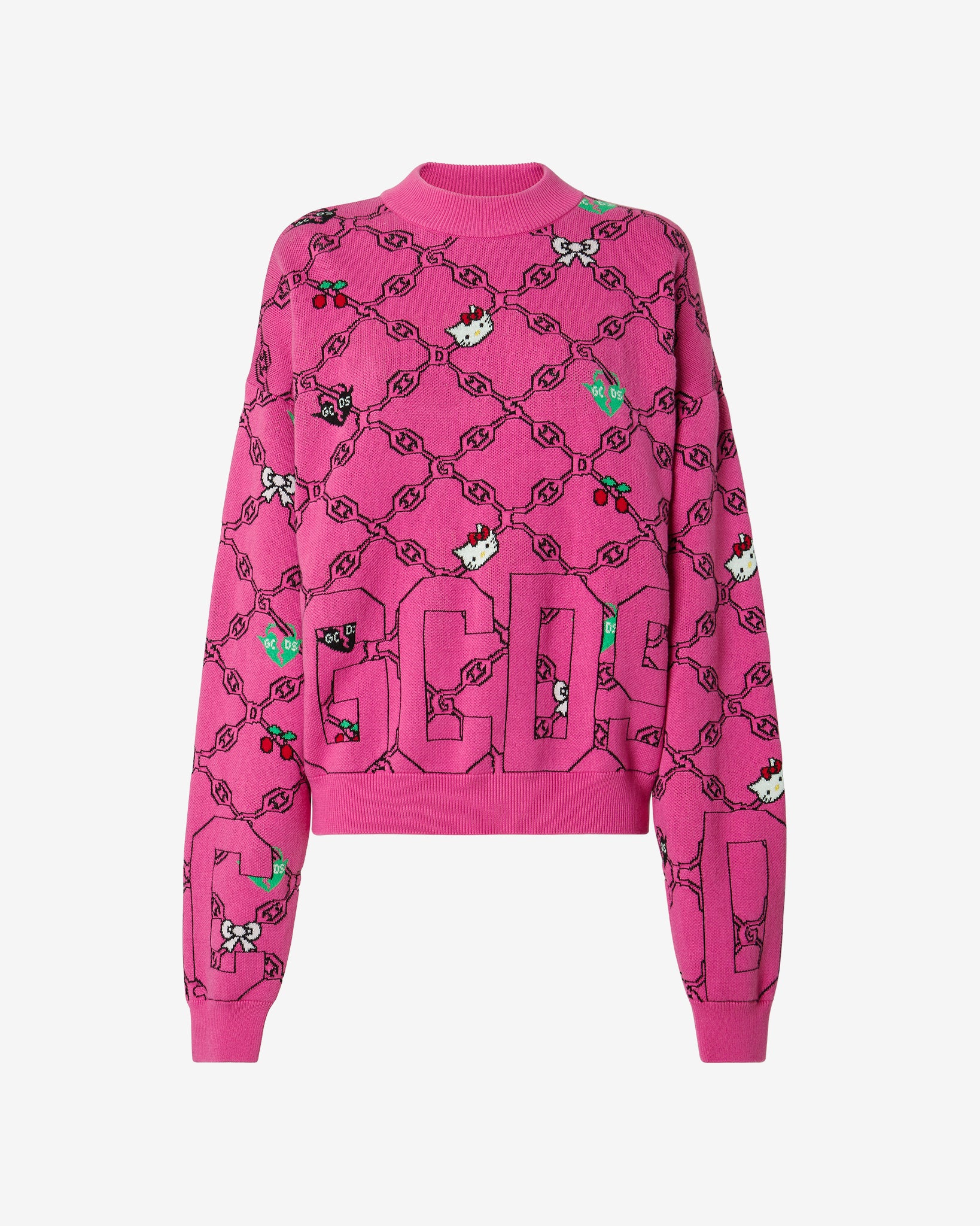 Hello Kitty Jacquard Sweater : Women Knitwear Fuchsia | GCDS