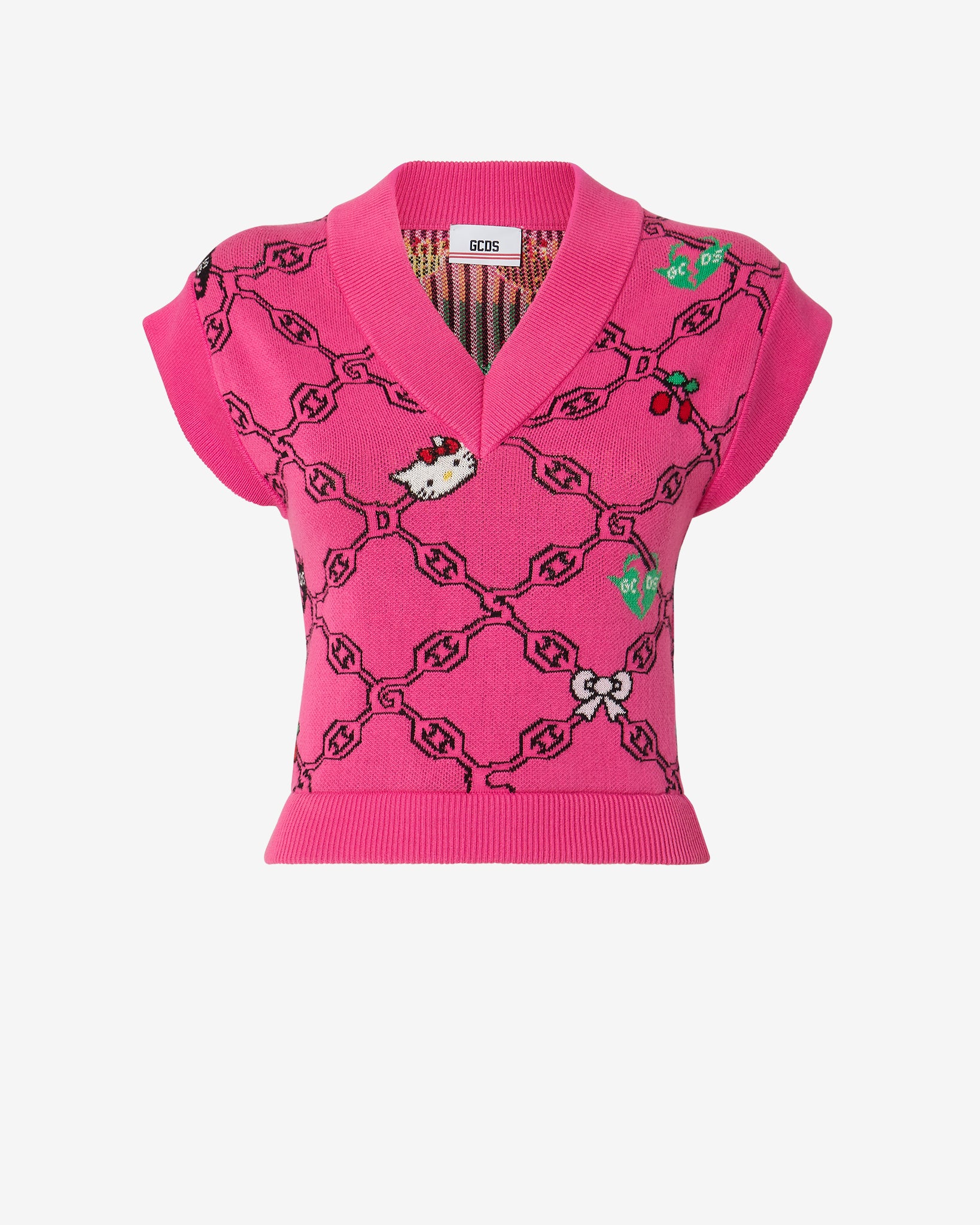 Gcds Hello Kitty V-Neck Jacquard Cardigan