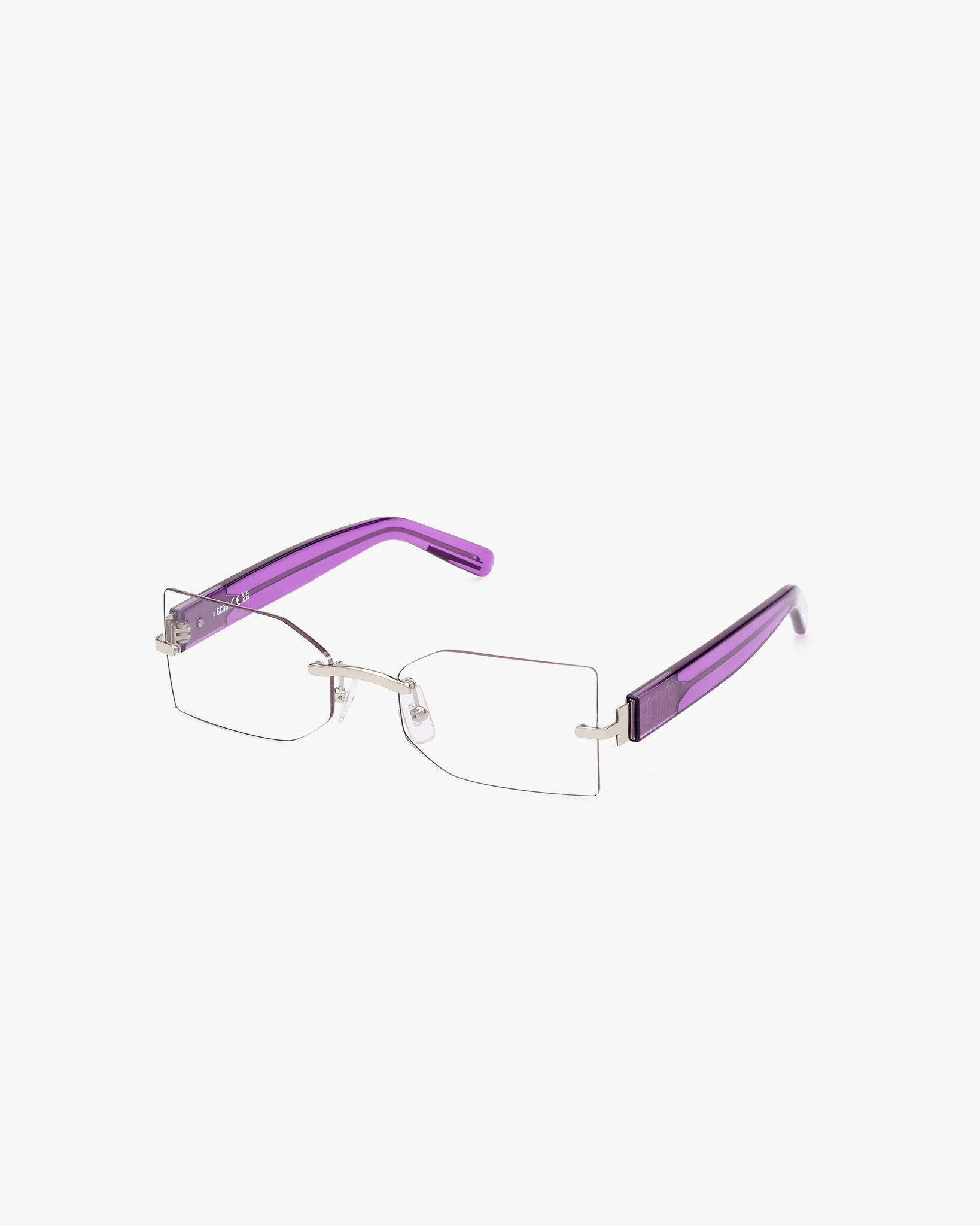 GD0033 Rectangular Eyeglasses: Unisex Sunglasses Transparent/Violet | GCDS®