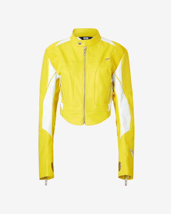 Embroidered Louis Vuitton Yellow and Black Leather Jacket