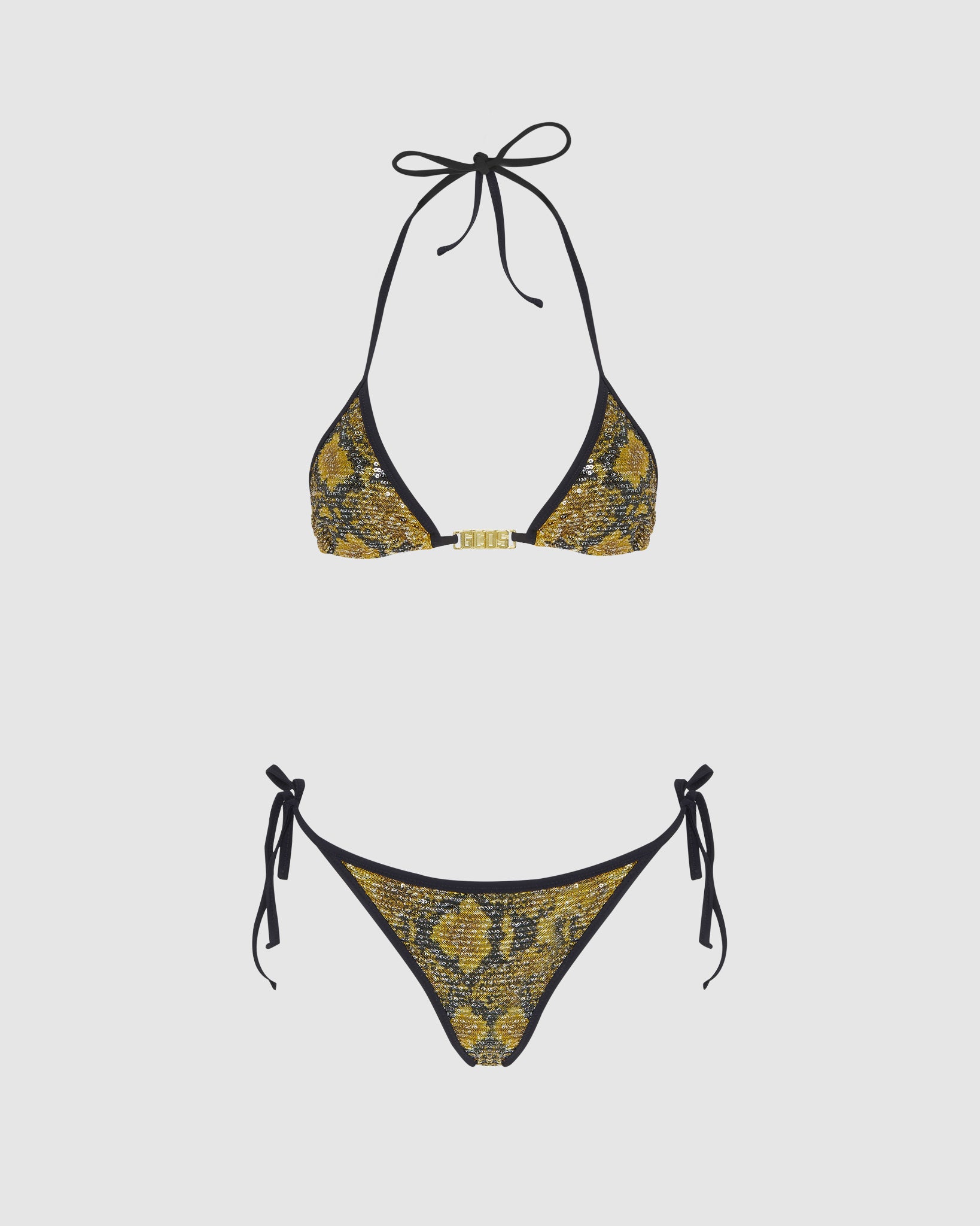 Sequin python bikini: Women Swimwear Yellow | GCDS