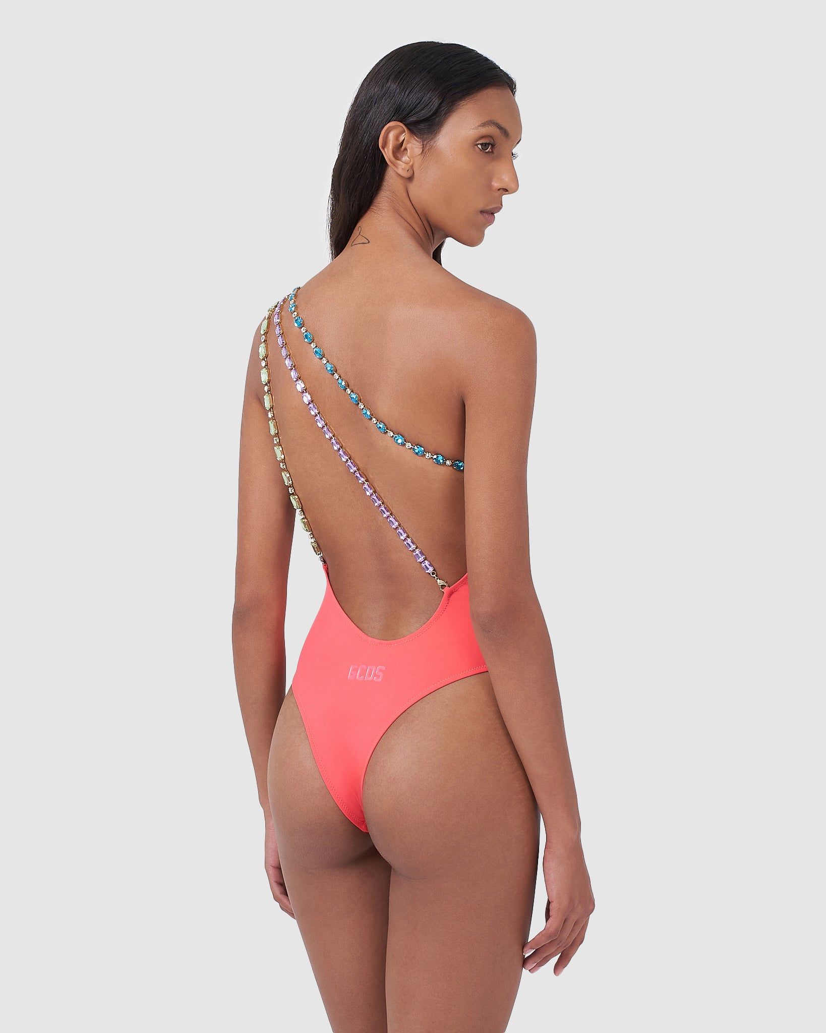 Betsey Johnson Swimsuit Girls 5 Sequin Heart Coral 1Piece