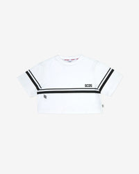 Crop GCDS logo t-shirt: Girl T-Shirts White | GCDS