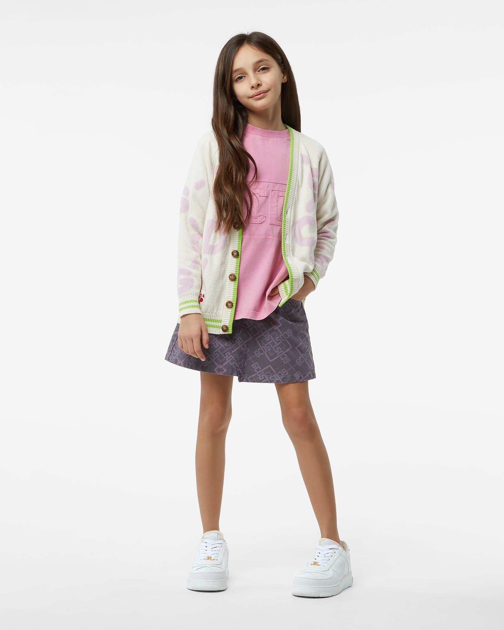 Junior Overdyed Gcds Logo Band T-Shirt: Girl T-shirts Pink | GCDS