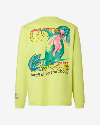 Surfing Wirdo Printed Long Sleeves T-Shirt | Men T-shirts Lime | GCDS Spring/Summer 2023