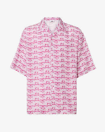 Waved Logo Print Bowling Shirt | Men Shirts Fuchsia | GCDS Spring/Summer 2023