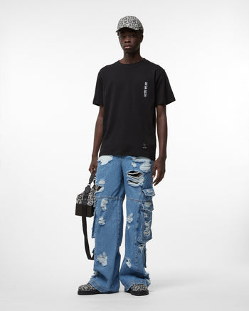 Off-White c/o Virgil Abloh + Ev Bravado Slim-fit Crystal-embellished  Embroidered Distressed Denim Jeans in Blue for Men | Lyst Canada