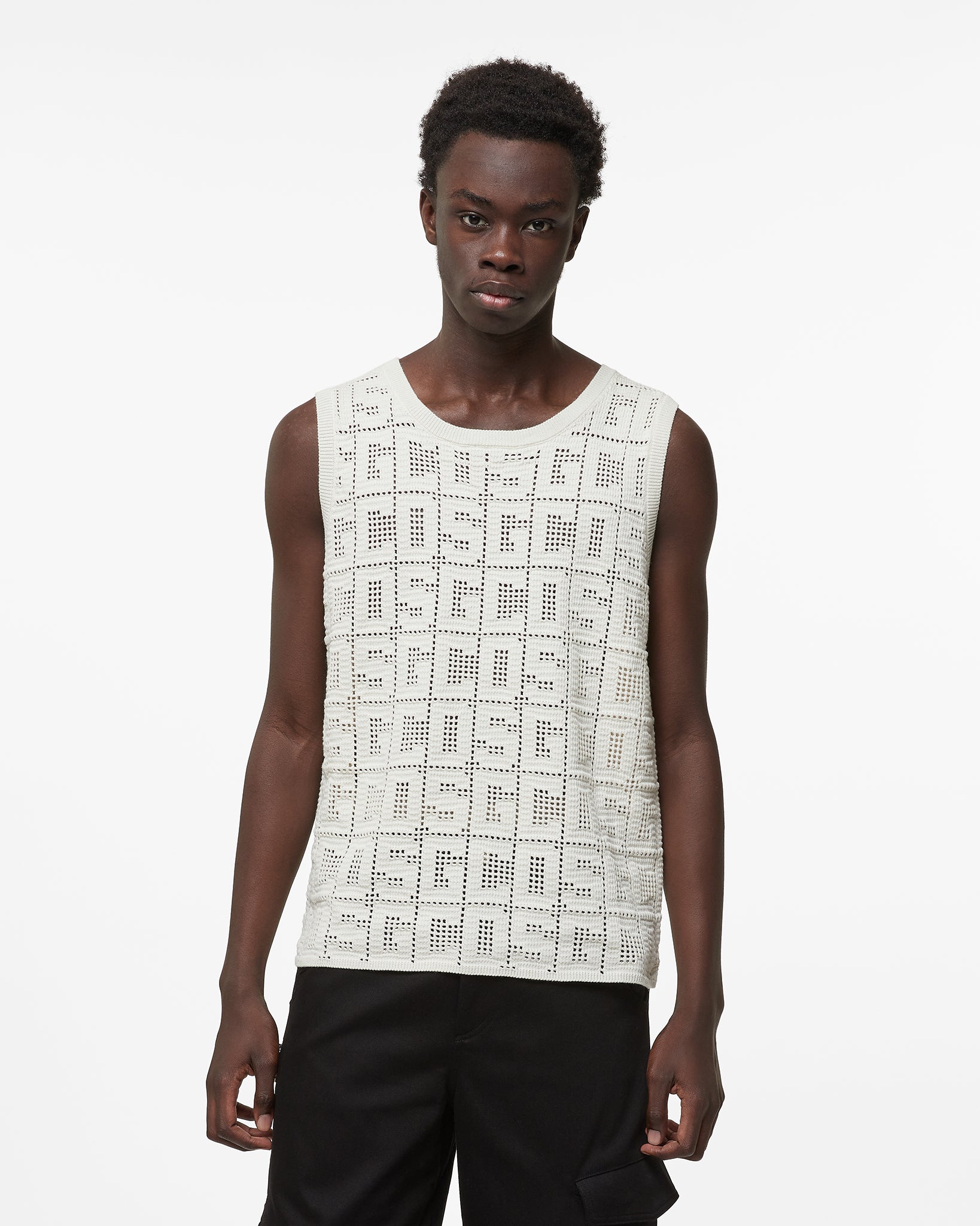 Monogram macramé knit vest - Gcds - Men